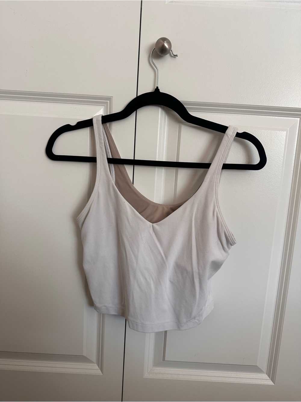 lululemon athletica White Cropped Tank with Beige Liner